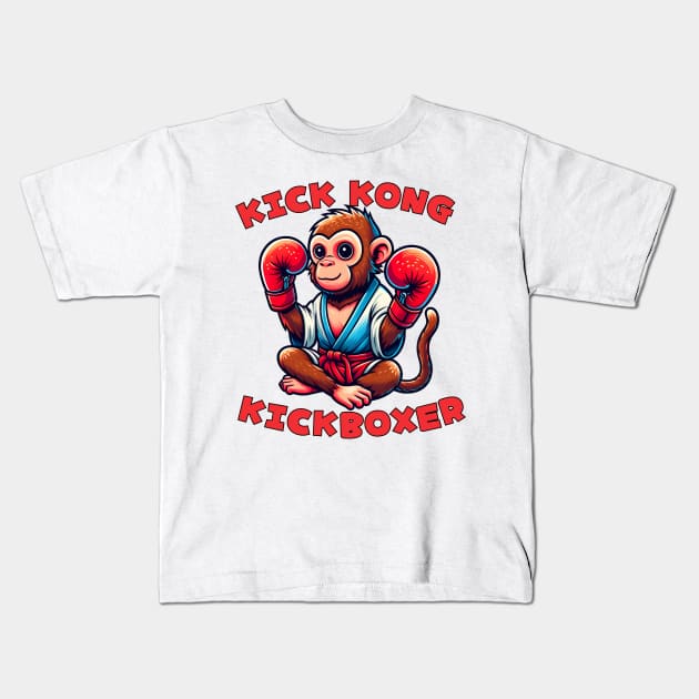 Kickboxing monkey Kids T-Shirt by Japanese Fever